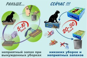 Кошачий туалет до и после